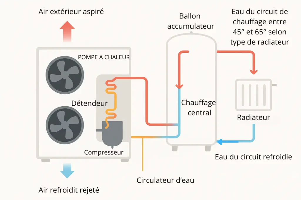 Fonctionnement pompe a chaleur air-eau